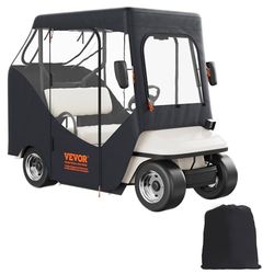VEVOR Golfvagnsfodral, 600D polyester körhölje med 4-sidiga genomskinliga fönster, 2 passagerarklubbens bilöverdrag passar för de flesta varumärkevagnar, solskydd och dammtätt utomhus vagnsskydd