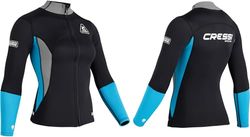 CRESSI Guardian Dam neoprenjacka svart/akvamarin, 2 mm XS/1-2 mm neoprenjacka, för simning, snorkling, sup, surfing, kajakpaddling och andra vattensporter, svart/akvamarin, XS/1, kvinnor