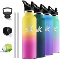 Thermosfles, 1 liter, BPA-vrij, drinkfles met rietje, lekvrij, roestvrij stalen drinkfles, sportfles, Doble Aislamiento, drinkflessen voor kamperen, wandelen, sport