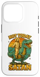 Not Today Satan Jesus Riding Dinosaur T Rex Funny Case for iPhone 16 Pro
