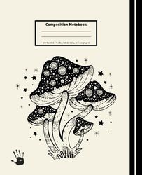 Left Handed Notebook: Left Handed College Ruled Notebook | 120 pages, 7.5x 9.25 inches | vintage mushroom Theme