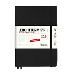 LEUCHTTURM1917 367591 Agenda diaria mediana (A5) 2024, negro, alemán, 12 meses