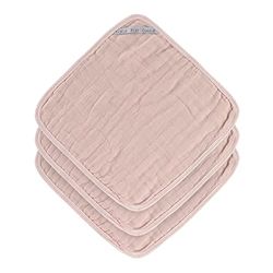 LÄSSIG Muslin myjka bawełniana zestaw 3 szt. / Wash Cloth powder różowa