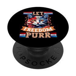 Party 4th Of July Cat Independence Day PopSockets Swappable PopGrip