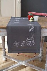 VERVACO Kit caminho de mesa completo bordado tecido impresso flores brancas decoração para artesanato DIY adultos conjunto criativo presente ca. 40 x 100 cm, Corredor da Embroidery, Cotton