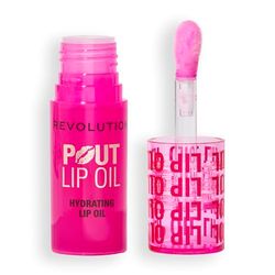 Revolution, Pout Lip Oil, Nourishing Tinted Lip Oil, High Shine, Non-Sticky Finish, Vegan & Cruelty-Free, Raspberry Pink, 4ml