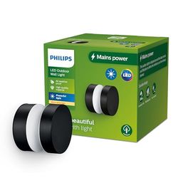 Philips Laven, Applique d'extérieur, 6W, lumière blanc froid 4000K, noire, IP44 résistante aux intempéries