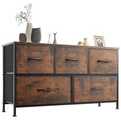 Sweetcrispy NVC-5BC-24VER Commode pour Chambre à Coucher, Bois d'ingénierie, Jaune/Marron, 5-Schubladen