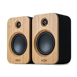 House of Marley Get Together Duo Bluetooth Speakers - Sustainably manufactured, Bookshelf style, wireless sound system, power supply or 20 hours battery life, Aux in function,