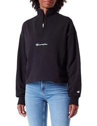 Champion Legacy American Summer W-Spring Terry Half-Zip Sweatshirt voor dames, Zwart, XS