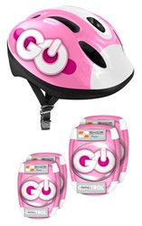Stamp Combo Roze Helm + Elleboogbeschermers SKIDS Control Unisex Youth, Pink, 50-56 cm