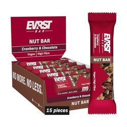 EVRST Nut Bar Cranberry And Chocolate 15 x 35g Bars, 182 kcal Per Bar, Gluten Free, High Fibre, Free From Palm Oil, Without Artificial Flavours and Colours, Natural Protein