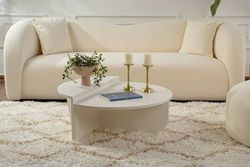 Dmora - Table Basse Parete, Table Basse, Porte-revues pour canapé, Etagère de Salon, 90x60 h35 cm, Blanc