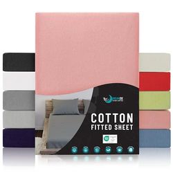 Jersey Katoenen Hoeslakens Rose - Voor Matras 80 x 200 x 22 cm - Gecertificeerd Vrij van Chemische Producten (OEKO TEX), Hoeslakens met Volledige Elastiek