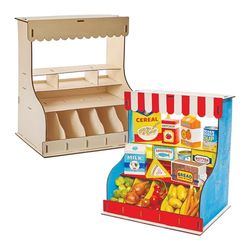 Baker Ross FN094 Woodcraft Shop Display Kit - Pack of 1, Pretend Shop Play Item for Kids, Kids Grocery Store