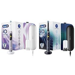 Oral-B iO Series 9 Brosse à Dents Électrique Rechargeable avec 1 Manche, Rose, 1 Brossette et 1 Étui de Voyage Premium Offert & iO Series 9 Brosse à Dents Électrique Rechargeable avec 1 Manche, Noir