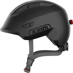 ABUS Smiley kinderhelm 3.0 ACE LED - fietshelm met licht - diepe pasvorm & ruimte voor een vlecht/staart - voor meisjes en jongens - zwart, maat S