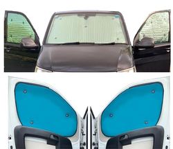 Kit de persianas térmicas para Ventana, (Juego Delantero) Compatible con Volkswagen Caddy Maxi Life (años 2020-fecha) con Color de Respaldo en Color Aguamarina, Reversible, Caravana, casa móvil,