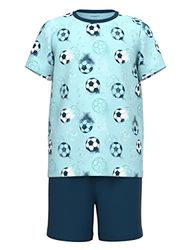 NAME IT Boy's NKMNIGHTSET SS Clearwater fotboll NOOS pyjamas, 86/92, Klarvatten, 86/92 cm