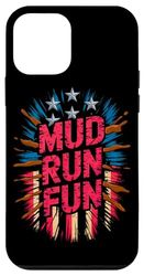 Woman Mud Run Fun Mudder Running Mudding Race USA Flag ATV Case for iPhone 12 mini
