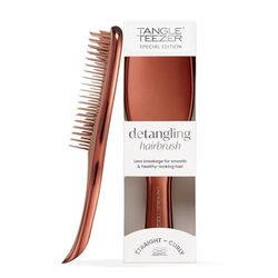 Tangle Teezer Ultimate Detangler Hairbrush - For Wet & Dry Hair - Detangling Brush For All Hair Types - Two-Tiered Teeth Reduce Breakage & Eliminate Knots - Chocolate Bronze Chrome FInish