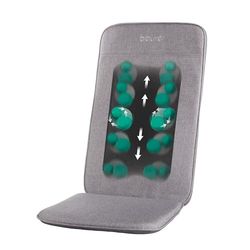 Beurer MG 202 Shiatsu-massagestoelkussen, shiatsu-massage voor thuis en op kantoor, 2 intensiteitsniveaus, smalle rug, geschikt voor fauteuils, banken en bureaustoelen, modern design, lichtgrijs