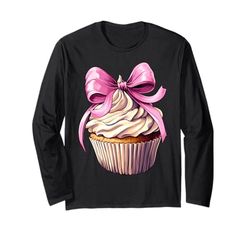 Coquette Bow Cupcake Baking Baker Girl Mom Pink Festa della mamma Maglia a Manica