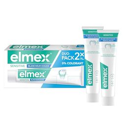 ELMEX - Pasta do zębów ELMEX Sensitive Miękka biel 0% barwników - Wrażliwe zęby, bolesne dziąsła, ochrona e-maila - 2 x 75 ml