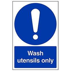 VSafety "Wash Utensils Only" Sign, Portret, (Pack van 3)