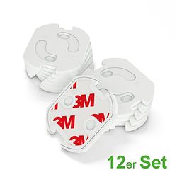 Conecto- Socket Fuse Child Lock Socket Protector with Swivel Mechanism and Complete 3M Adhesive Tape Conjunto de 12 white