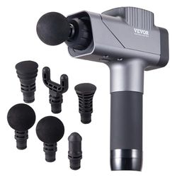 VEVOR Diep weefselmassagepistool, percussiespiermassageapparaat voor atleten, 8 snelheden en 6 koppen, 2500 mAh, voor pijnverlichting, spierontspanning, 250 x 170 x 60 mm
