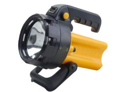 Electraline 58054 – Lampe torche rechargeable, portable, 2 poignée ergonomique confortable, ampoule LED 3 W, 150 LM, jaune/noir