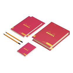 Rhodia 92968C ColoR set (met 1 x notitieblok 8,5 x 12 cm, 2 x notitieblokken DIN A5, 14,8 x 21 cm en 2 potloden), 1 set, aardbei