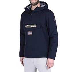 Napapijri Rainforest Winter - Giacca con cappuccio, 100 % Poliammide, Tasca a marsupio, Manica lunga, Blu (Blu Marine 176), Large Uomo