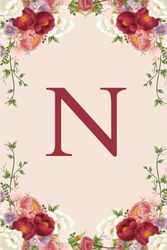 Initial Monogram Letter N Journal: Floral Pretty Aesthetic Personalized Lined Notebook For Everyone