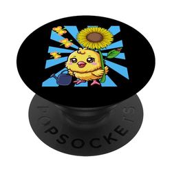 niños jardín polluelos jardinero girasol niña niño niño PopSockets PopGrip Adhesivo