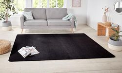 Hanse Home Tapis de couloir rond NASTY (doux, 100 % polypropylène, facile d'entretien, maillage adapté au chauffage au sol, disponible en différentes tailles et couleurs, Polypropylène, Noir , 160 x 240 cm