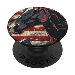 Bandera patriótica de caballo americano feliz 4 de julio PopSockets PopGrip Intercambiable