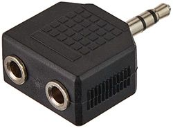 Hama 00205191 - Adaptador de Audio (2 Conectores Hembra de 3,5 mm, 1 Conector Macho de 3,5 mm), Color Negro