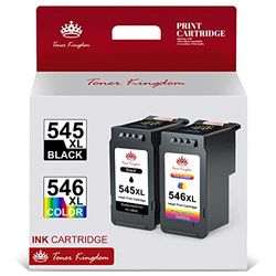 Toner Kingdom Compatible PG-545XL CL-546XL Remplacement pour Cartouches d'encre Canon 545 546 XL pour Canon Pixma TS3350 MG2950 MG2550 TS3150 TS3450 TR4550 TR4650 MX495 MG2555S (1 Noir, 1 Tricolore)