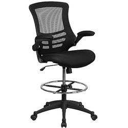 Flash Furniture Cadeira de escritório, ergonómica, com encosto de malha, assento perfilado e altura ajustável, com alavanca de inclinação com fixação, preto
