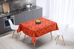 Bonamaison, Anti-moisissure, Séchage Rapide, Résistant aux Taches, Lavable en Machine, 100% Polyester Nappe de Table, Bordeaux Orange, 140 x 140 Cm - Conçu et Fabriqué en Turquie