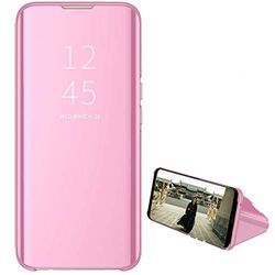Custodia® Mirror Plating Clear View Stand Function Flip Case Compatible for Samsung Galaxy A71 (Rose Gold)
