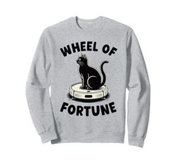 Wheel Of Fortune Cat On Robot Vacuum Cleaner Cat Sweatshirt