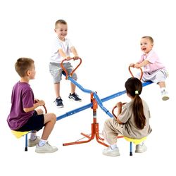 VEVOR Balancín Infantil Capacidad de Carga de 49,9 kg por Asiento, Balancín Giratorio con Patas de Apoyo de 4 Puntas, Equipo de Juegos para Exteriores Giratorio de 360° para Niños Mayores de 3 Años