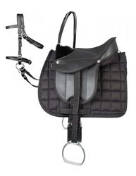 Pfiff 102291 zadelset complete uitrusting voor shetty en houten paarden / pluche paarden, zwart