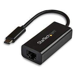 StarTech.com USB-C naar Gigabit Ethernet Adapter, Zwart, Thunderbolt 3 / 4 Compatibel, Windows & Mac , USB Type-C naar RJ45 LAN GbE Netwerkadapter (US1GC30B)