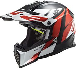 LS2, Casque Cross Moto Fast Evo Strike Black White Red, S