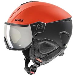 uvex instinct visor - skidhjälm för dam och herr - med visir - individuell storleksanpassning - fierce red - black matt - 59-61 cm