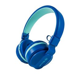 TELLUR Buddy On-Ear-Bluetooth-hörlurar, BT v5.3, upp till 25 timmar, USB-C-hörlurar med mikrofon, maximal känslighetsknapp 85 dB för barn, mjuk och lätt design, vikbar (blå)